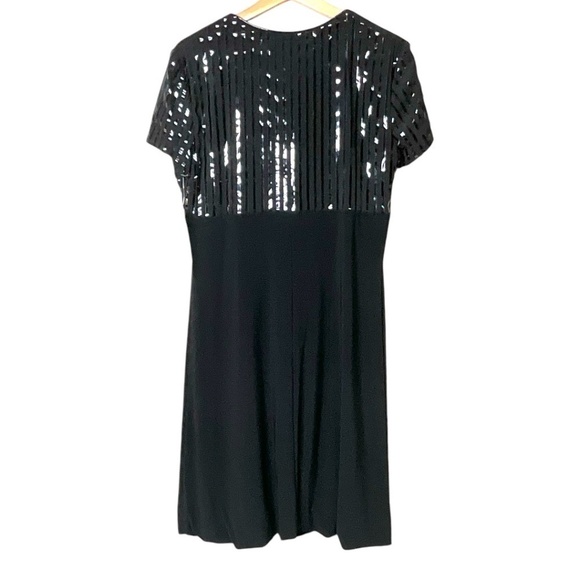 JOSEPH RIBKOFF Bubble Hem Empire Cut Square Neck Dress Black Patent Trim Sz 14 - Picture 5 of 13